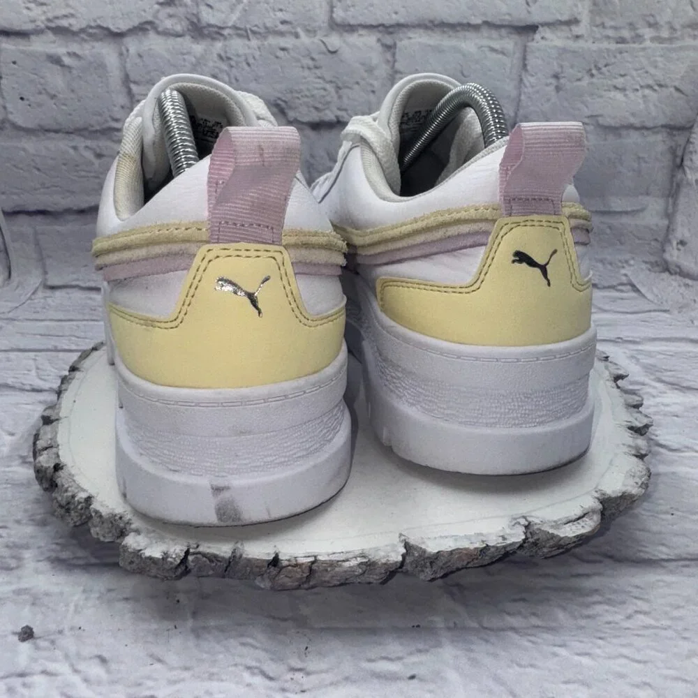 Puma Women's Size 11 Mayze Platform White Yellow Pink Sneakers Casual Shoes - Picture 6 of 12